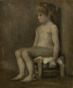 Fille nue, assise